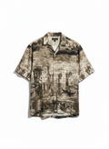Beige Venetian Cityscape Print Shirt