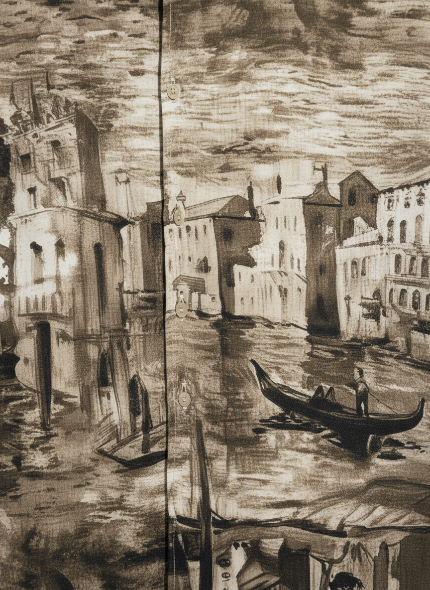 Beige Venetian Cityscape Print Shirt