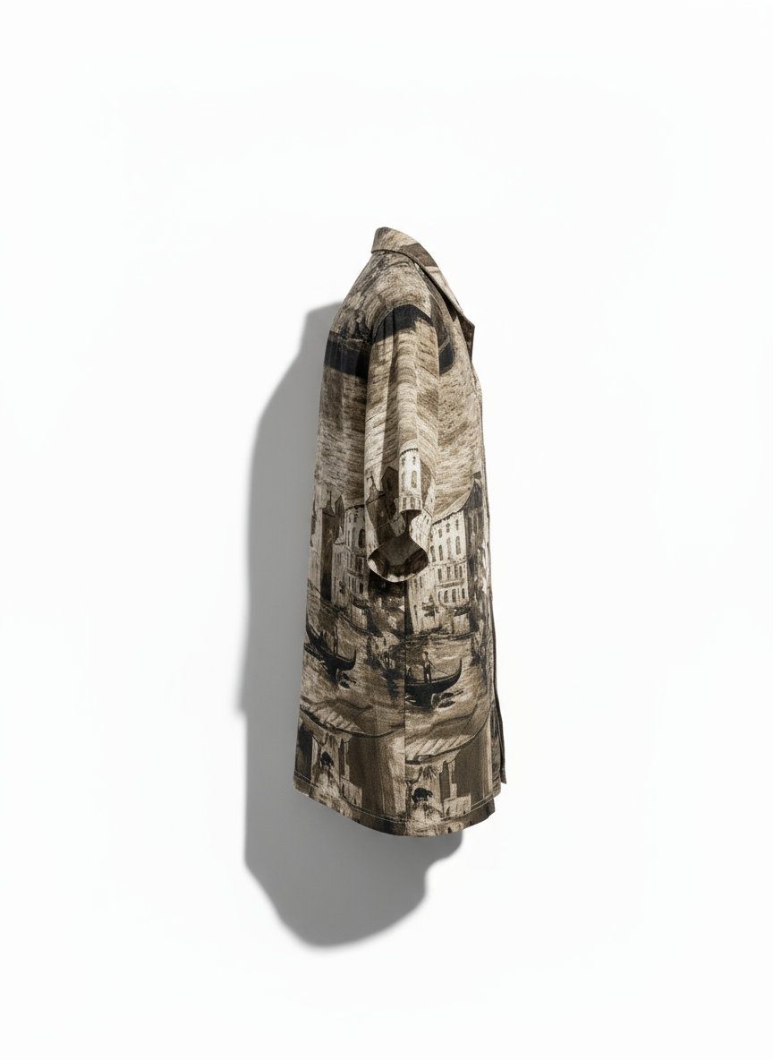 Beige Venetian Cityscape Print Shirt