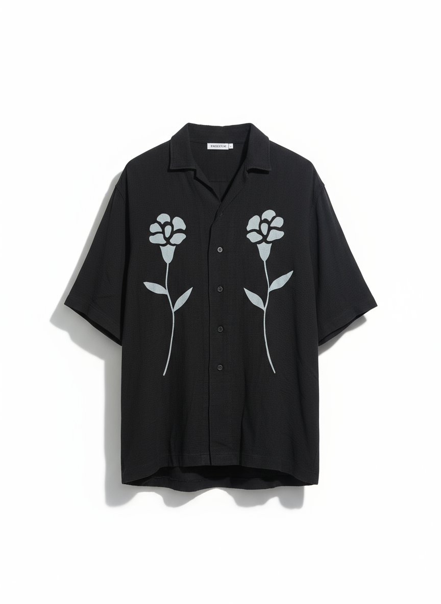 Black Floral Design Shirt