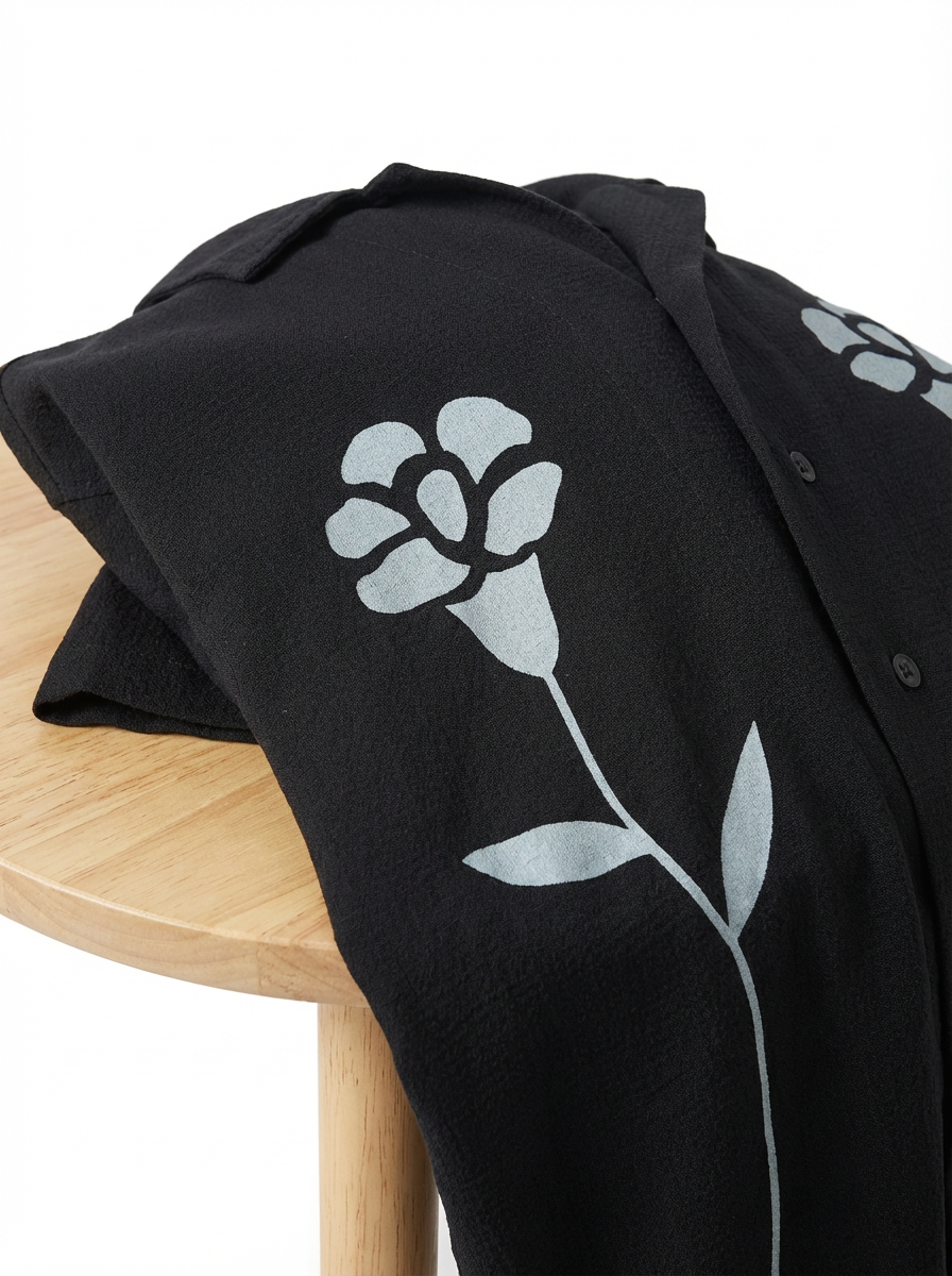 Black Floral Design Shirt