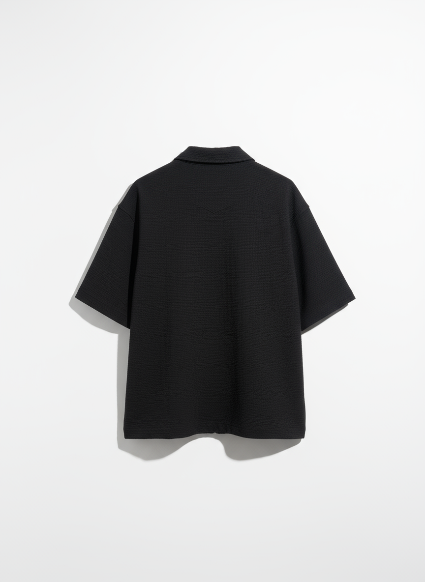 Black Zip Front Collared Top