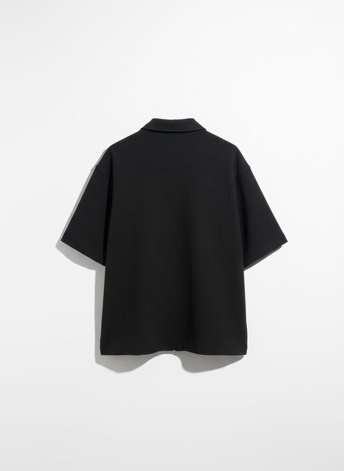 Black Zip Front Collared Top