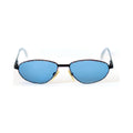 PRISM Sunglasses - black metal frame with speckled rims and blue lenses