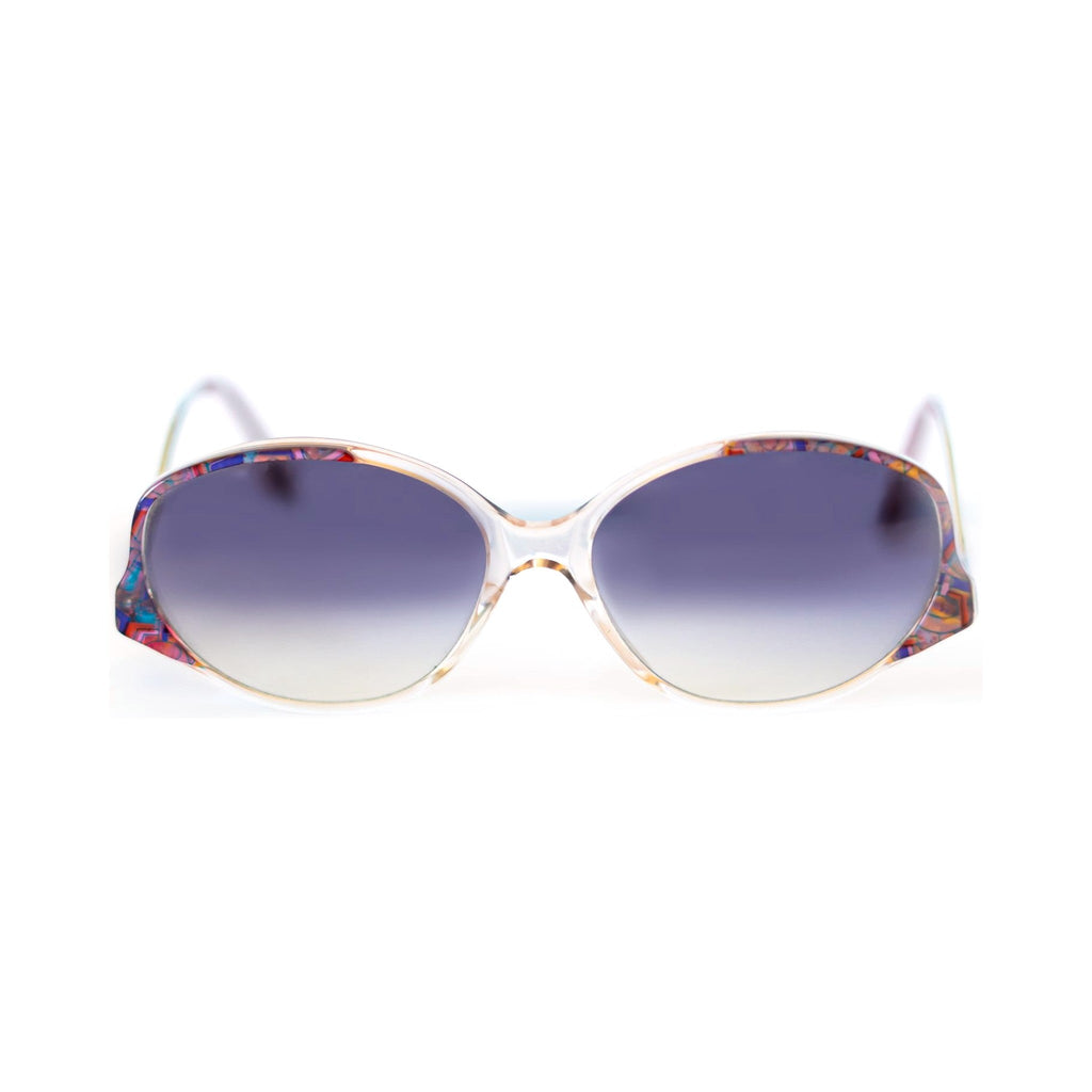KALEIDO Sunglasses - clear frame with mosaic accents and gradient lenses, front view