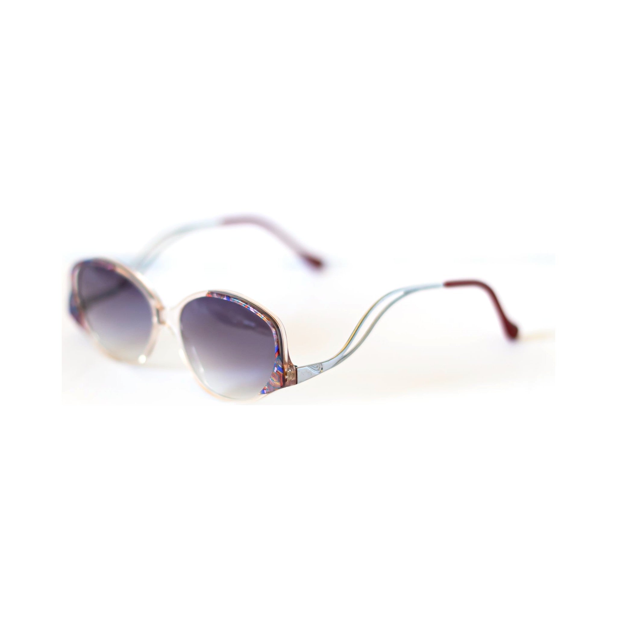 KALEIDO Sunglasses - sculptural wavy metal temples, angled view