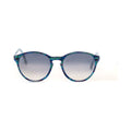 PEACOCK Sunglasses - blue-green patterned round frame with grey gradient lenses, front view