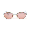 MOSAIC Sunglasses - multicolor mosaic rim oval frame with salmon lenses, front view