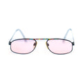 SPECTRA Sunglasses - black rectangular metal frame with multicolor brow bar and rose lenses, front view