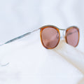 HERITAGE Sunglasses - amber tortoise rims with engraved silver brow bar and cable temples