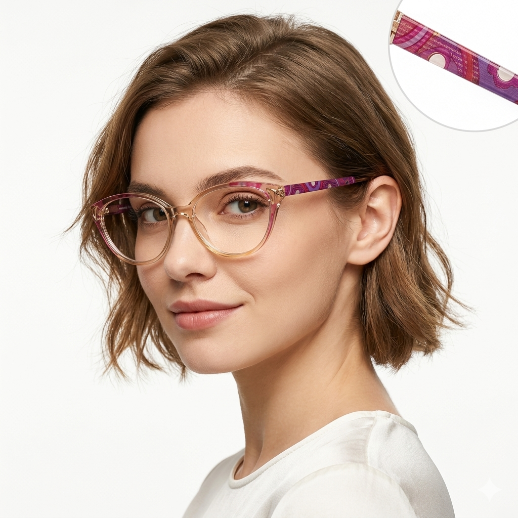 Vintage Glasses with Pink & Purple