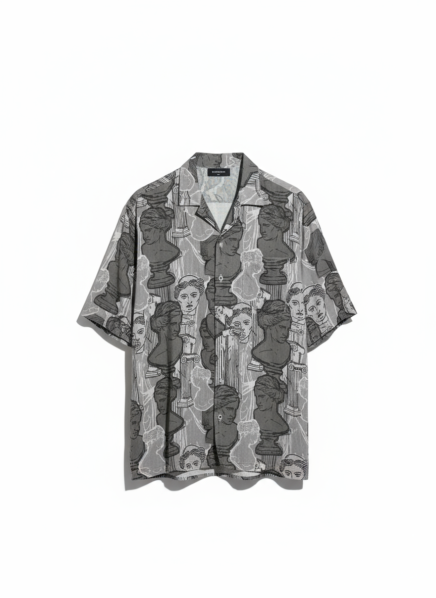 Grey Classical Bust Print Shirt