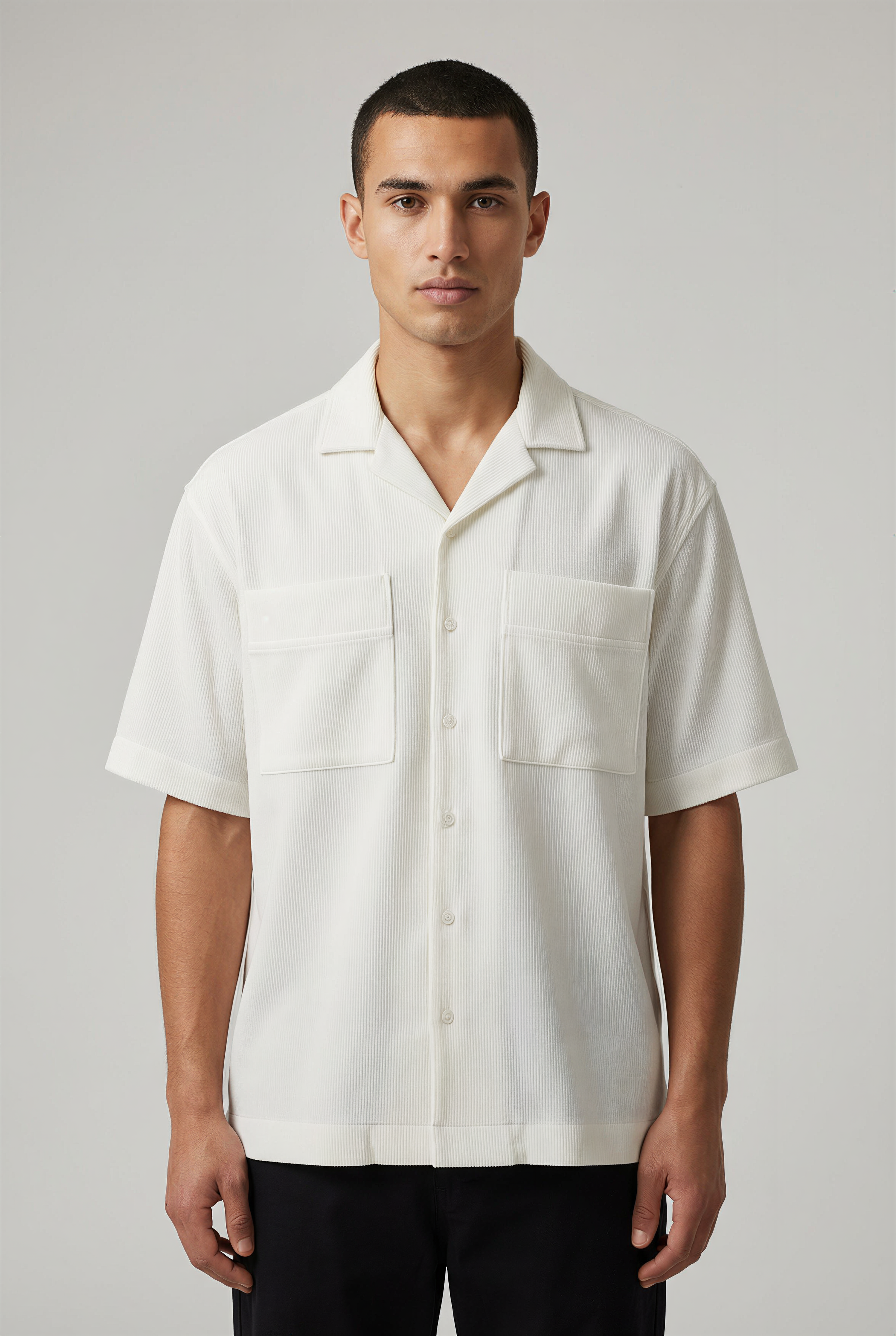 White Camp Collar Shirt