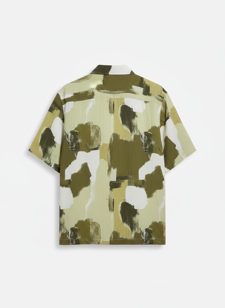 Olive Green Abstract Brushstroke Shirt