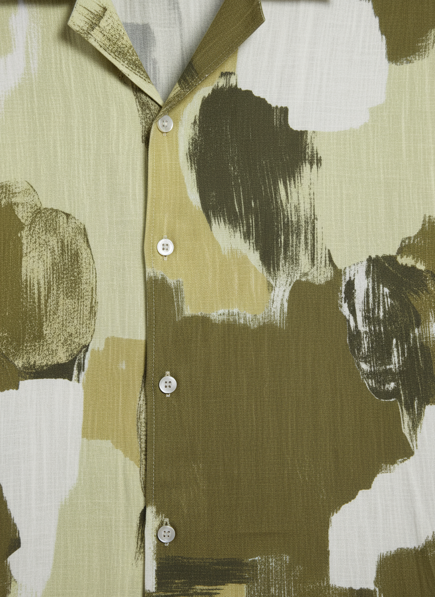 Olive Green Abstract Brushstroke Shirt